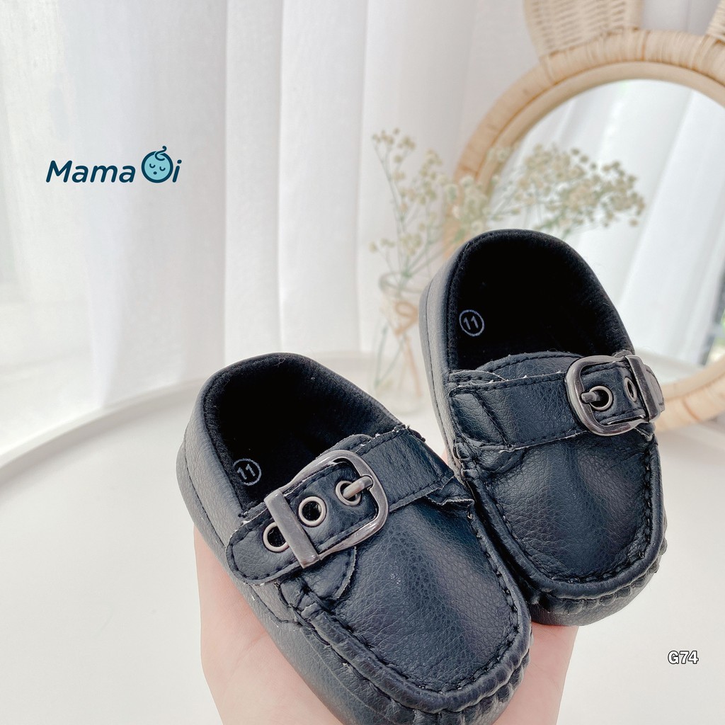 G74 Giày tập đi cho bé giày lười chất da tập đi cho bé màu đen đế vải thời trang của Mama Ơi - Thời trang cho bé