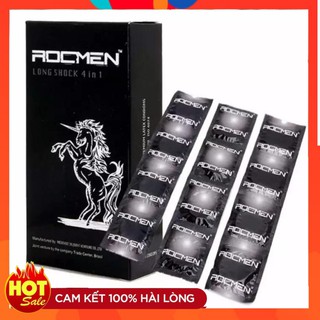 [CHE TÊN] Bao cao su Rocmen đen GÂN GAI, KÉO DÀI THỜI GIAN Hộp 12 cái