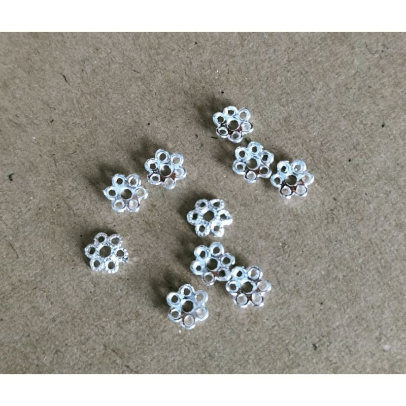 Charm ốp hoa bạc 925 chặn hạt size 6li bảo hành vĩnh viễn