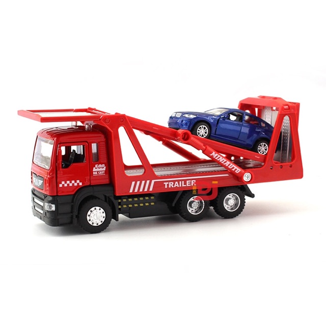 Ảnh thật 2 kiểu  Mô Hình Xe Móoc Kéo Trailer Truck - Xe Tải Cẩu Tow Truck Cứu Hộ Xe Hơi Mini