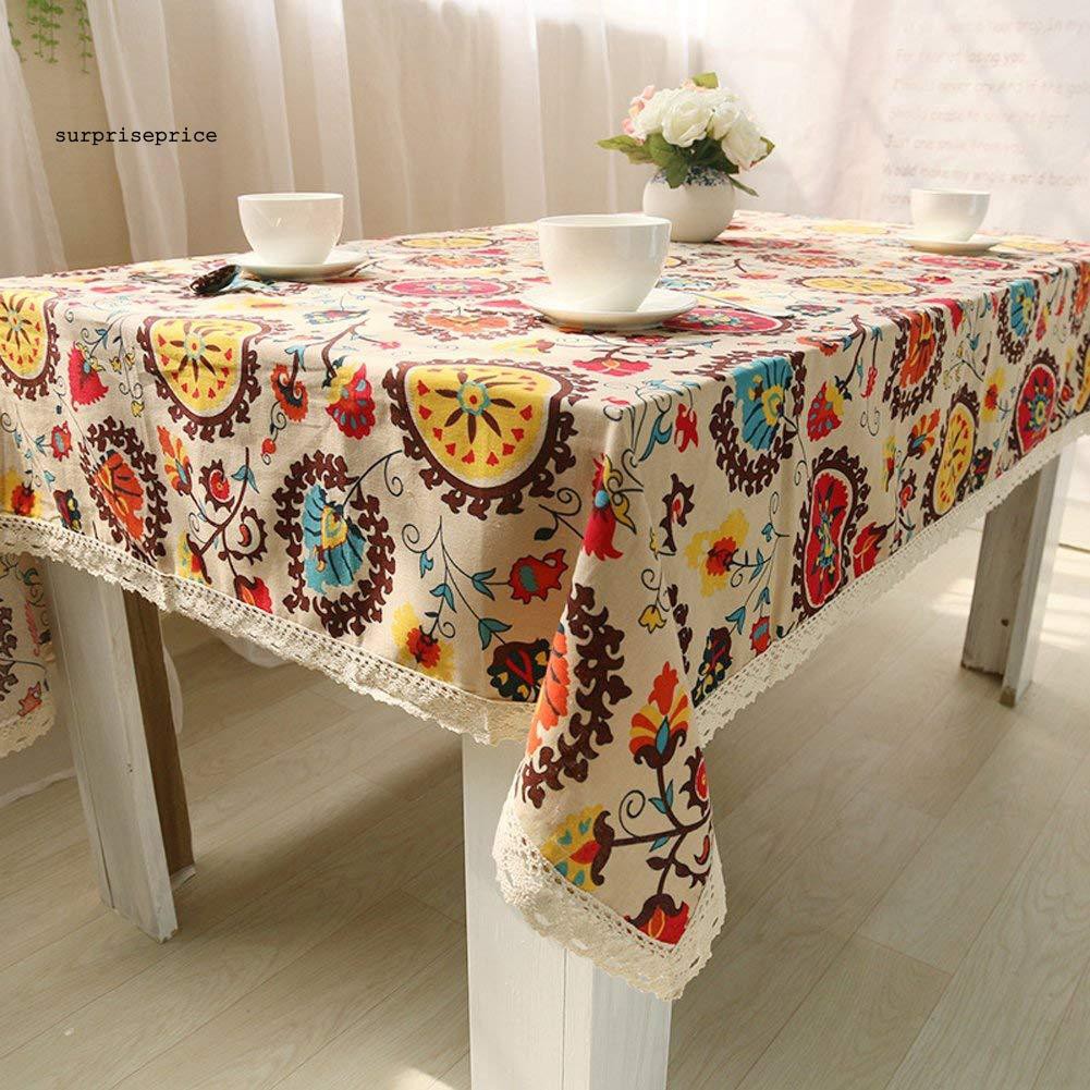 Khăn Trải Bàn Họa Tiết Hoa Hướng Dương Bằng Cotton Và Vải Lanh