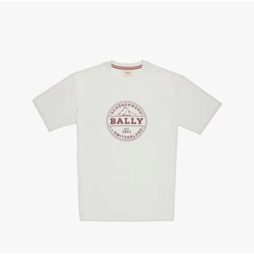 BALLY Áo Thun Tay Ngắn In LOGO Đơn Giản Màu Trắng Thời Trang Mùa Hè Mới Cho Nam Và Nữ