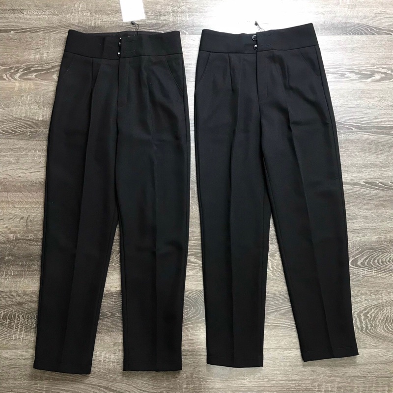 Quần Baggy Minchi Công Sở Cạp Cao To Bản 2 Cúc Chất Liệu Vitex Hàn Tôn Dáng Hàng VNXK
