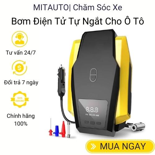 Bơm lốp xe hơi ô tô mini 12V tự ngắt điện tử 1 xi lanh nguồn tẩu 12V có đèn led hỗ trợ ban đêm