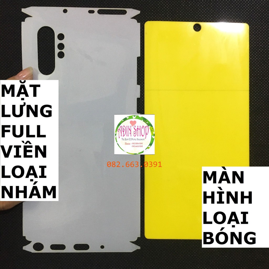 Dán PPF Samsung Note 10/ Note 10 Plus dành cho màn hình, mặt lưng, full lưng viền siêu bảo vệ loại bóng, nhám