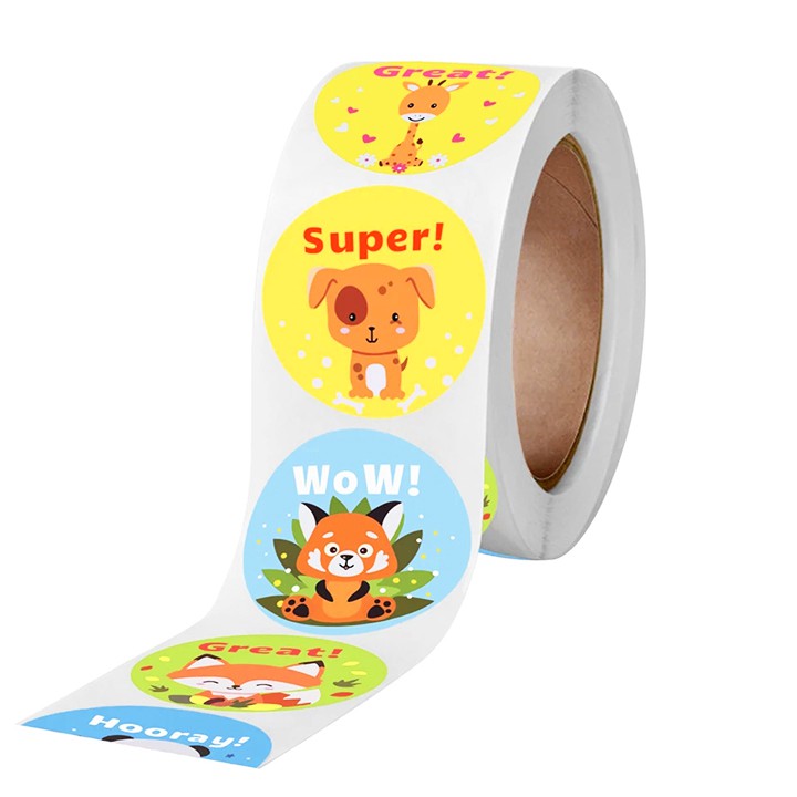 Cuộn 500 sticker khen thưởng tiếng Anh khích lệ tinh thần học tập cho bé yêu với nhiều họa tiết BBShine - ST013