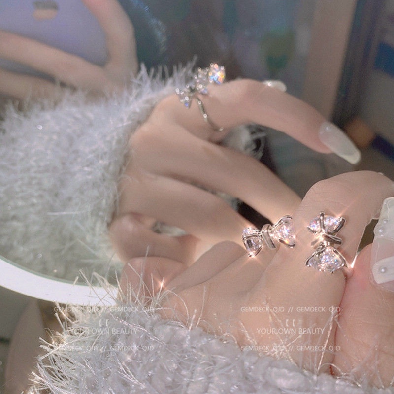 Nhẫn đính đá zircon hình bướm thời trang Hàn Quốc cổ điển