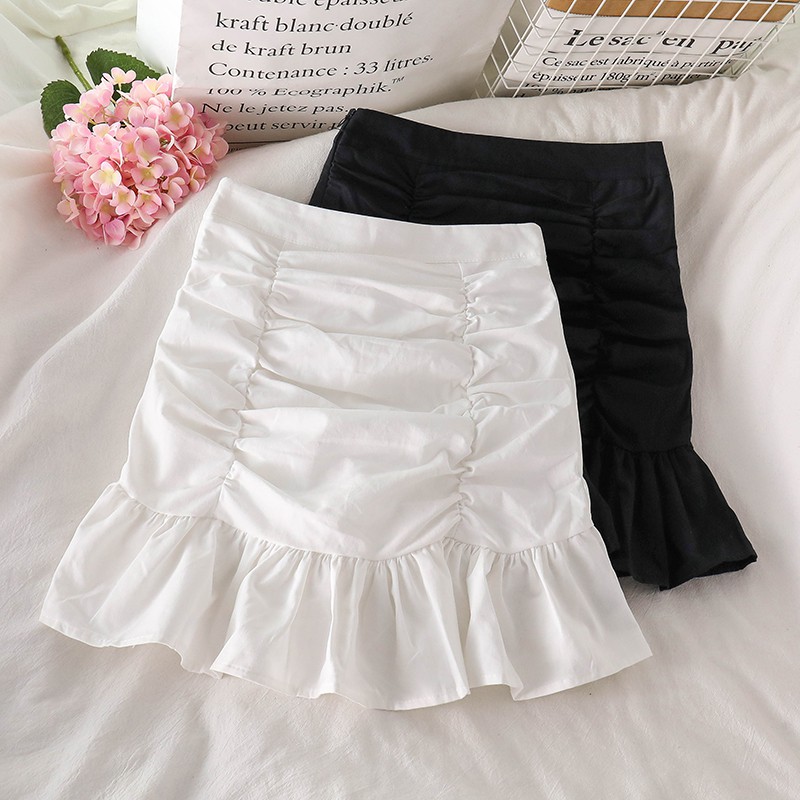 Chân Váy Lưng Cao Dáng Chữ A Thiết Kế Xếp Ly Nữ Tính