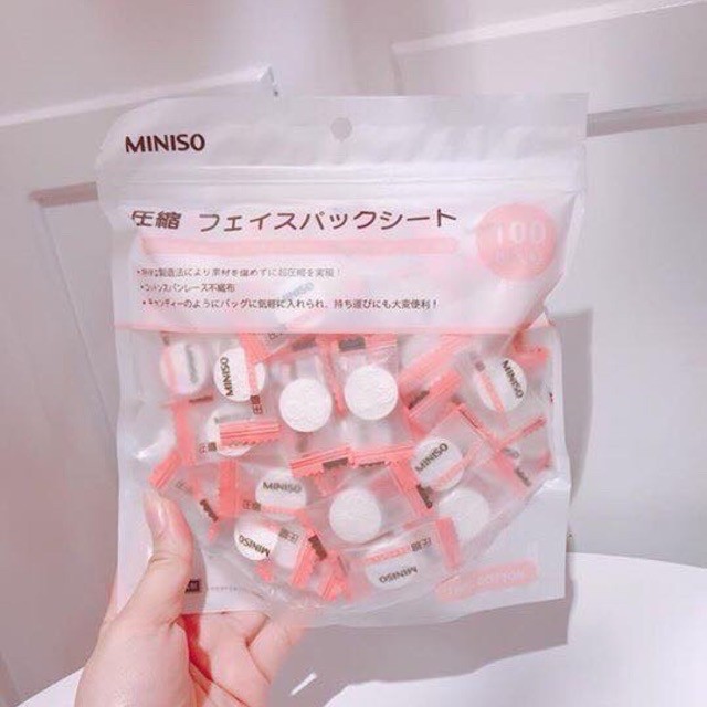 Mặt nạ giấy nén Miniso gói 100 viên Nhât Bản