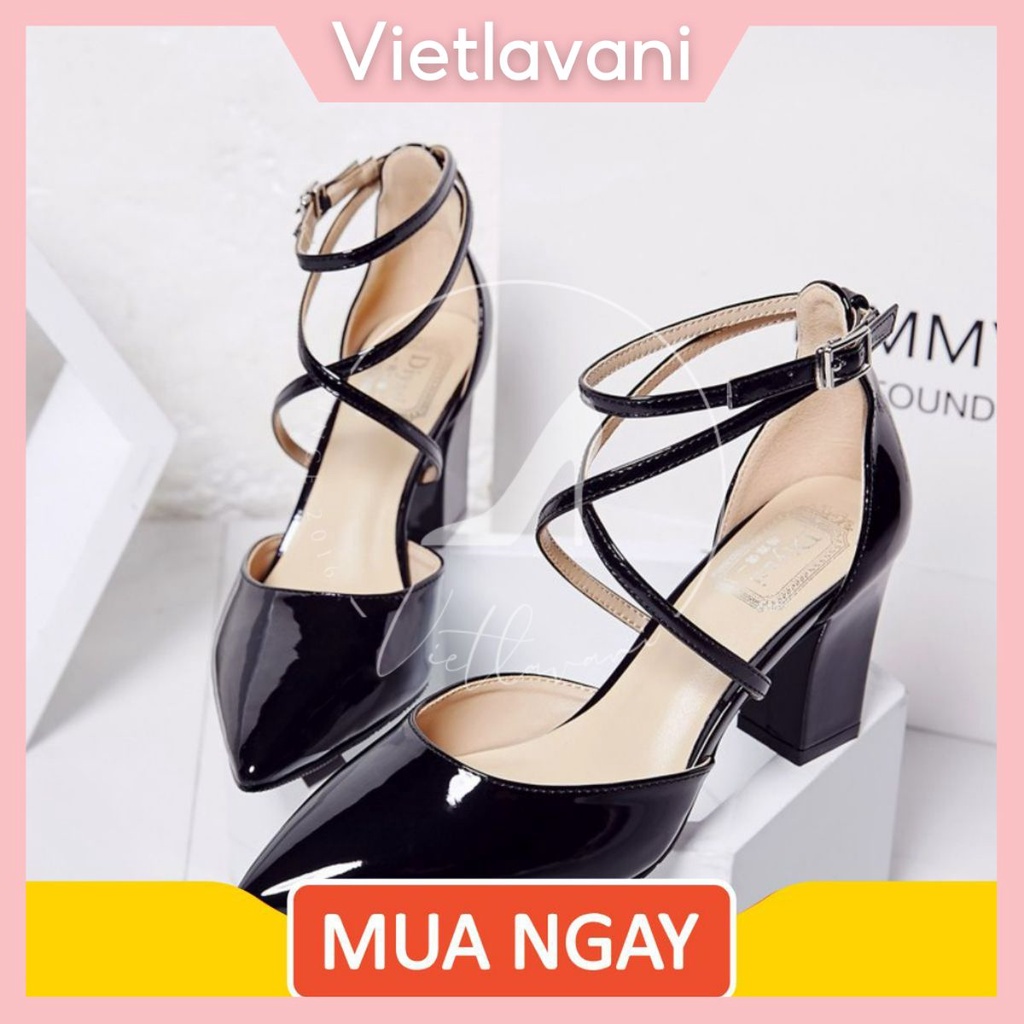 Giày Mũi Nhọn Da Bóng Quai Chữ X TVC32