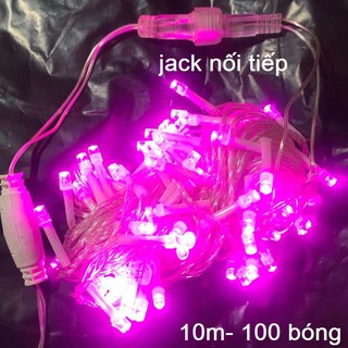 SỈ đèn led quang hợp màu hồng dài 10m - 100 đèn có đuôi nối dài - Hồng tím, Có chống nước.