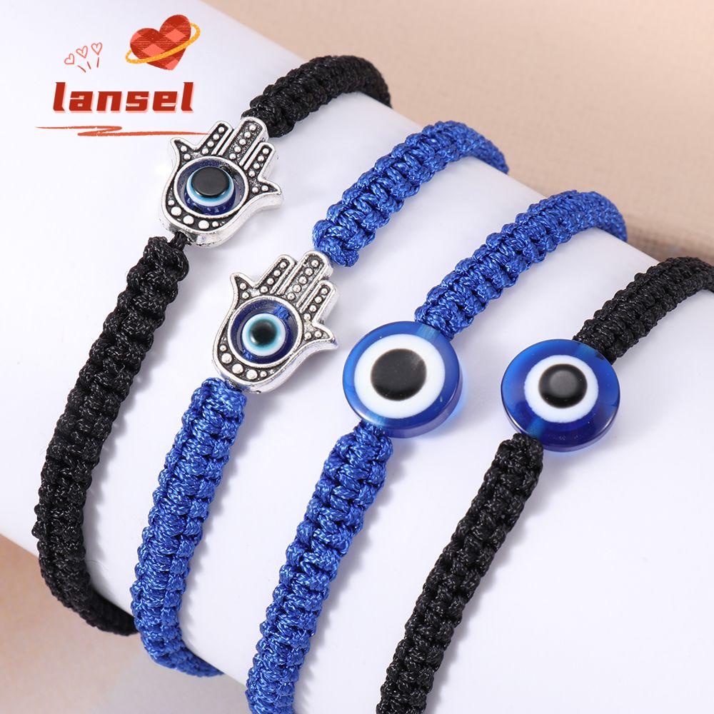 Vòng Tay Dây Bện Phối Mặt Hình Mắt Quỷ May Mắn Có Thể Điều Chỉnh