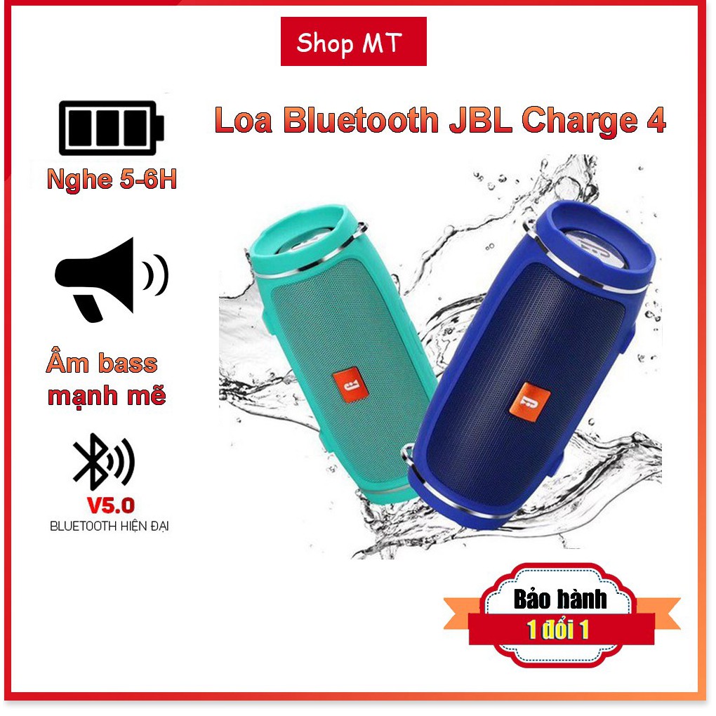 Loa Bluetooth JBL charge 4+ mini vỏ nhôm Bass mạnh, âm thanh trong công suất 20W Pin trâu 6h có dây đeo