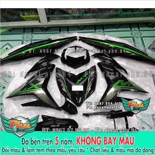 Tem rời Candy EX 150 MX king xe đen chỉ xanh lá P -1