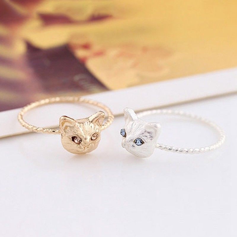 Nhẫn hợp kim hình mèo dễ thương dành cho nữ