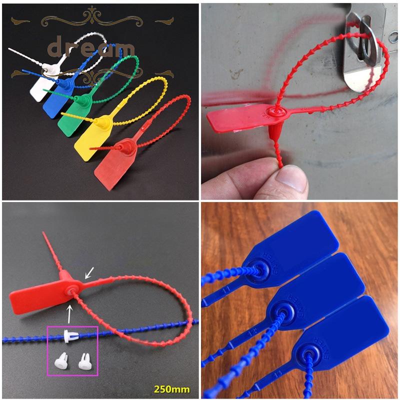 【DREAMLIFE】100 X 25 Cm Plastic Safety Label Pull Cord Tamper-Proof Seal Disposable Lead Signage Cable Tie