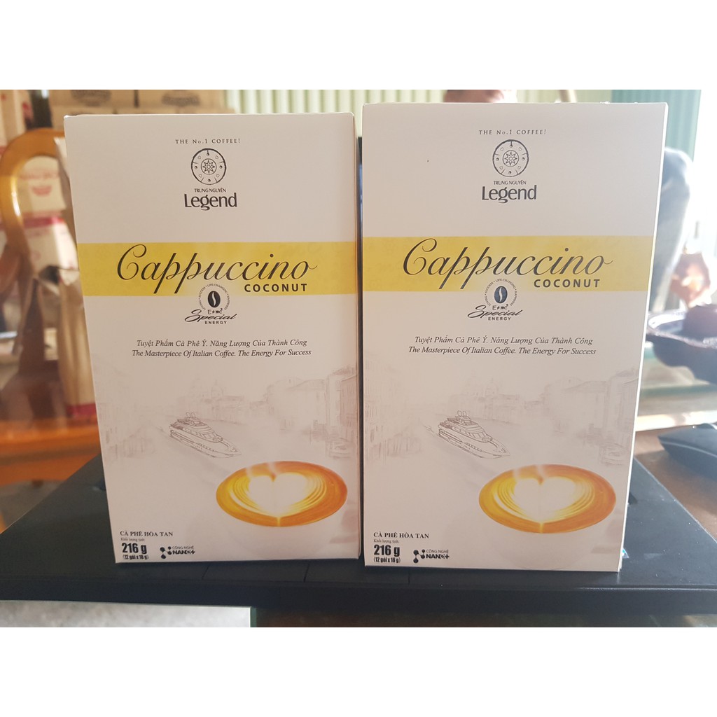 Cà phê hòa tan Trung Nguyên Legend Cappuccino vị Mocha - Hazelnut -  Coconut hộp 12 gói | BigBuy360 - bigbuy360.vn