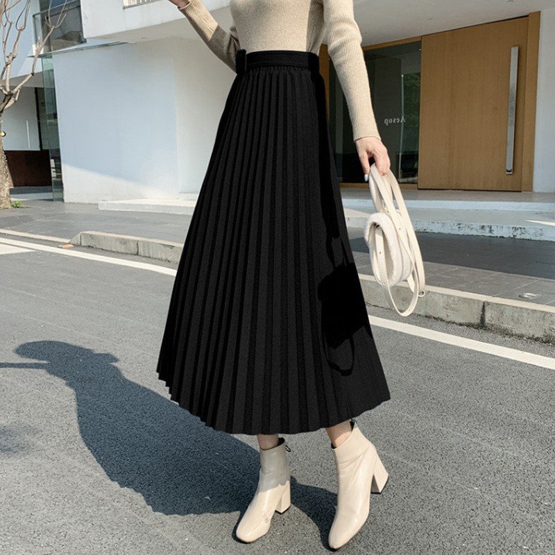 Chân váy tầng xếp ly 75cm , chân váy nữ bigsize , trắng đen dáng dài ngắn xòe phong cách công 4 tang, CV5