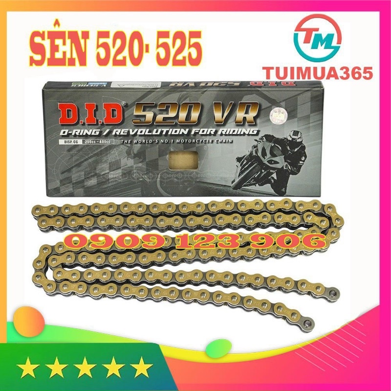 Sên moto DID O-ring 520VR-120ZB Vàng ( 250cc - 400cc )
