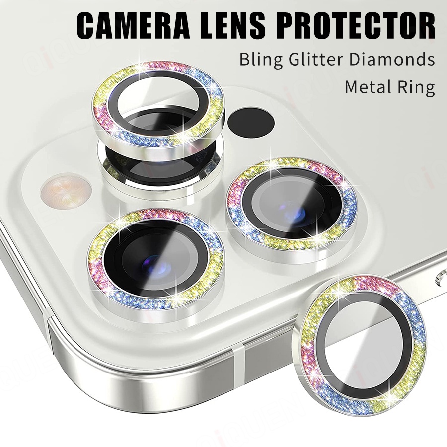 Nắp Dán Đính Đá Bảo Vệ Ống Kính Camera Cho Iphone 15 Plus 11 12 13 14 Pro Max 12 13 Mini