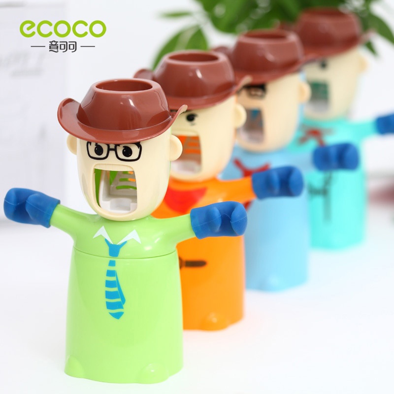 Bộ cốc đựng bàn chải đánh răng tự động kèm giá đỡ treo tường hình hoạt hình cho bé