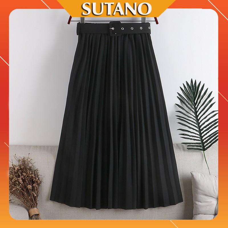 Chân váy xếp ly dài kèm đai hàng quảng châu cao cấp đẹp CV310 SUTANO