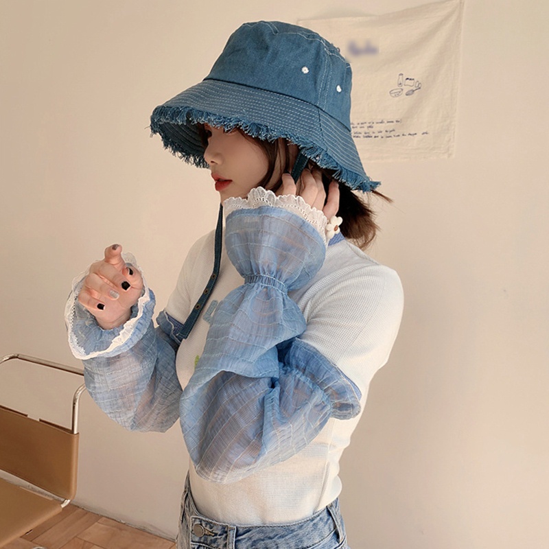 Vỏ Bọc Bảo Vệ Găng Tay Co Giãn Chống Tia UV Phối Ren Rỗng Cho Nữ