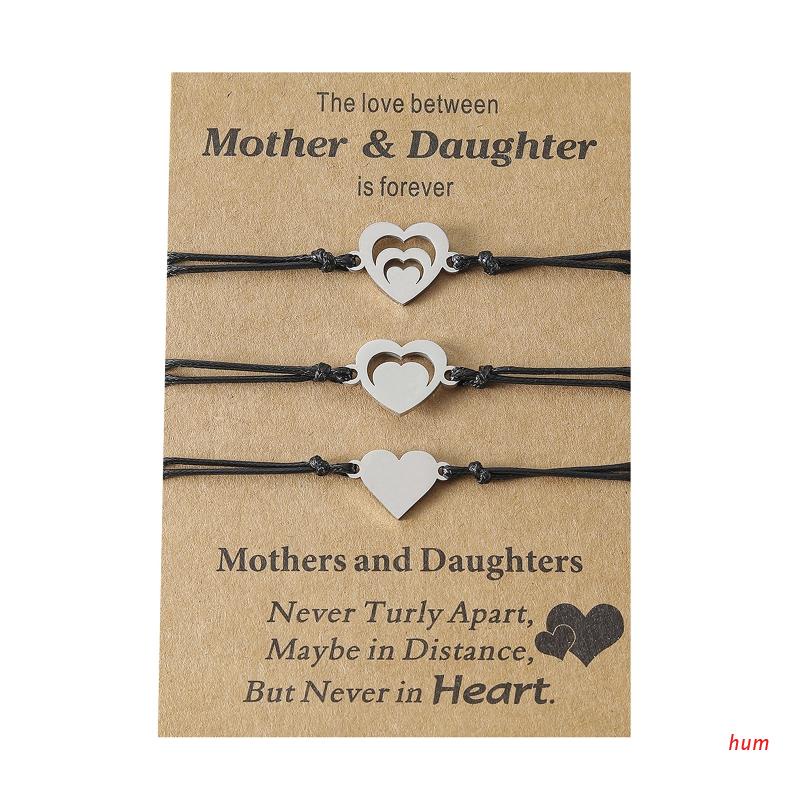 Hum Set 3 Vòng Tay Tình Bạn Mặt Trái Tim Màu Hồng Có Thể Điều Chỉnh Phù Hợp Cho Người Trẻ/Người Lớn Tuổi