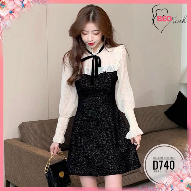 🔥bigsize 60-90KG🔥 beoxinh.store Đầm bố tiểu thư D740 🔥Quảng Châu cao cấp🔥 chiết eo giấu bụng ngoại cỡ size lớn | BigBuy360 - bigbuy360.vn