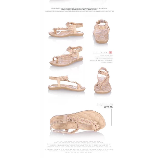 Giày Sandal Đế Bằng Đính Hoa Phong Cách Bohemian Thời Trang Mùa Hè Mới Cho Nữ