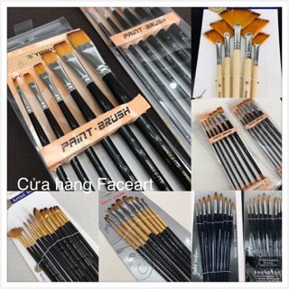 Bộ cọ vẽ Chất lượng Tốt 12 cây / 9 cây / 7 cây / 6 cây - Cọ vẽ màu nước , vẽ Sơn acrylic , Sơn dầu ,vẽ mặt hoá trang