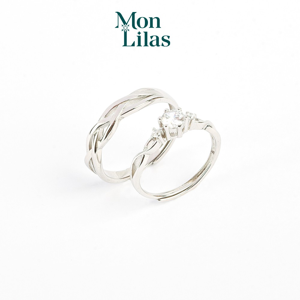Nhẫn đôi bạc MonLilas hình vô cực đính đá Infinity N23001