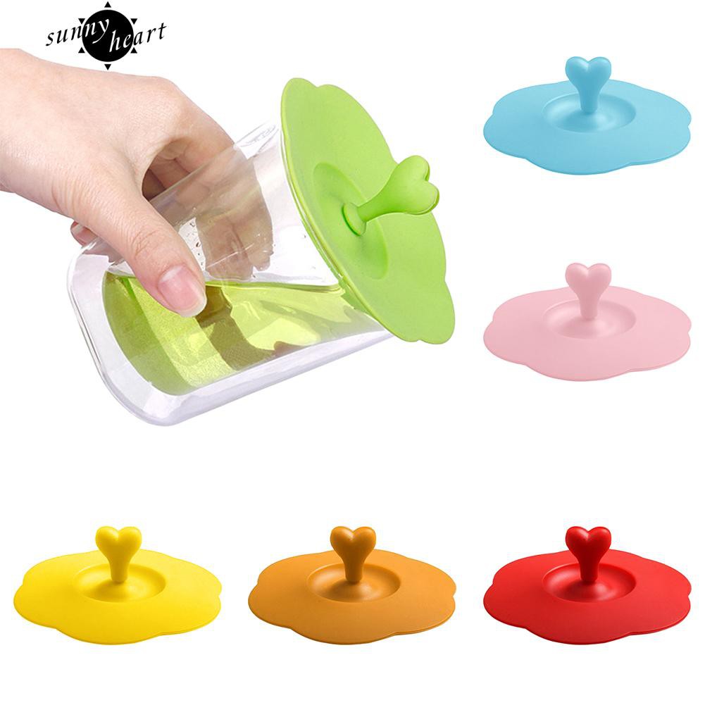 Nắp đậy cốc nước có tay cầm hình trái tim chống bụi có thể tái sử dụng
