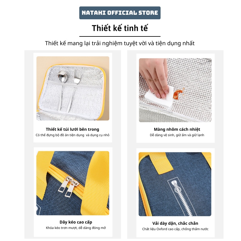 Túi đựng cơm giữ nhiệt Hello NATAHI LS01 vải Oxford đựng đồ ăn, thực phẩm, chống thấm, sang trọng, làm quà tặng