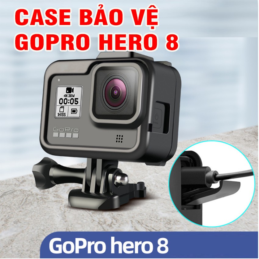 Ốp bảo vệ gopro 8 bằng nhựa chống va đập hỗ trợ gắn đèn chiếu sáng