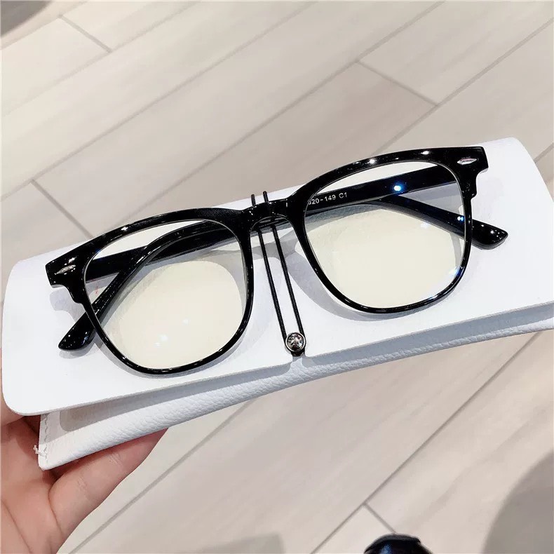 Mắt Kính Thời Trang Gọng Cận Form Vuông Nửa Gọng 531 Có Vạch Hot Trend - Hazo