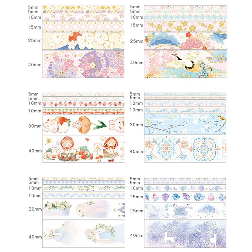 PISTA Set 6 Cuộn Băng Dính Washi Trang Trí Sổ Lưu Niệm Mẫu Mới DIY