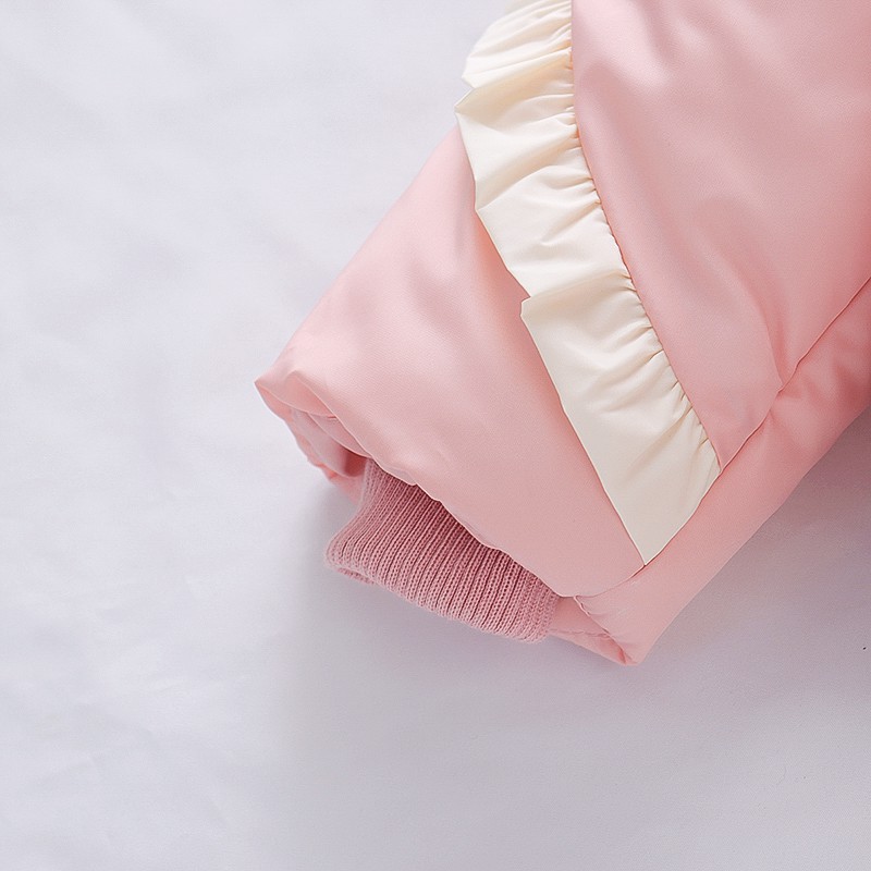 Áo Khoác cotton Dày Dặn Màu Trơn Họa Tiết Dâu Tây Dễ Thương Phong Cách Hàn Quốc Cho Bé Gái ^ o ^