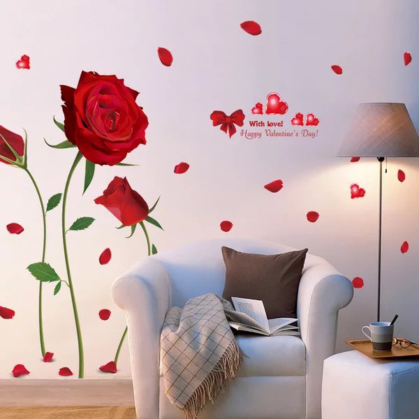 Decal trang trí tường Hoa Hồng ĐỎ quyến rủ