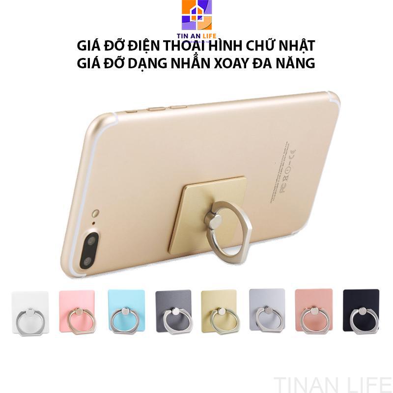 Giá đỡ điện thoại di động hình chữ nhật sang trọng, Giá đỡ dạng nhẫn xoay đa năng bằng hợp kim