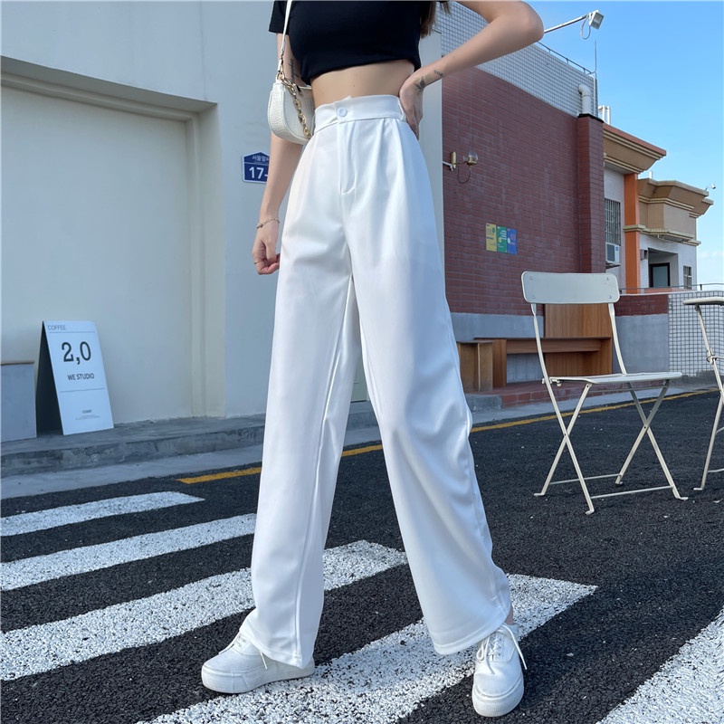 Quần dài ống rộng lưng cao thời trang cho nữ