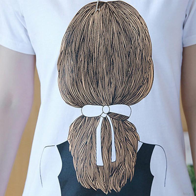Đầm tay ngắn cổ tròn in hình hoạt hình cho nữ