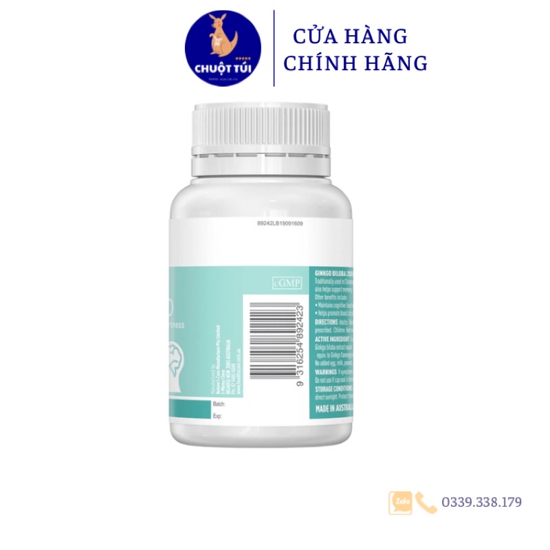 Bổ Não Ginkgo Biloba Healthy Care Úc 100 Viên,Tăng Cường Tuần Hoàn Não,Cải Thiện Trí Nhớ- Bổ não Úc Ginkgo 2000 date xa