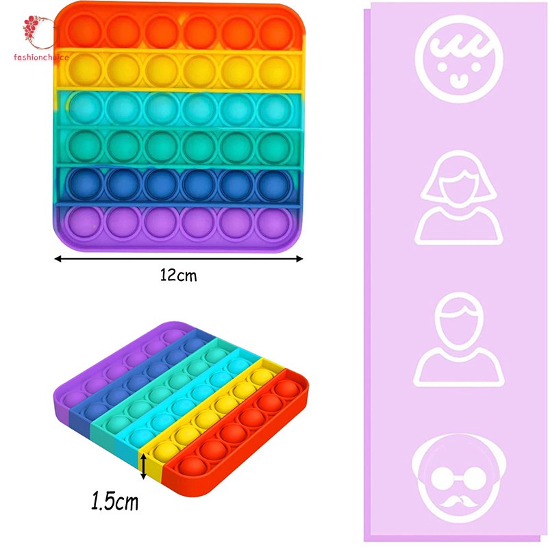 Foxmind Push Pop Bubble Toy Sensory Fidget Pop It Toy Bubble Unicorn Rainbow cầu vồng Square Heart Hexagon Round Oval Octagon Đồ Chơi bấm bong bóng giải tỏa căng thẳng độc đáo sáng tạo Tiktok Board Game Đồ Chơi Giáo Dục For Kids