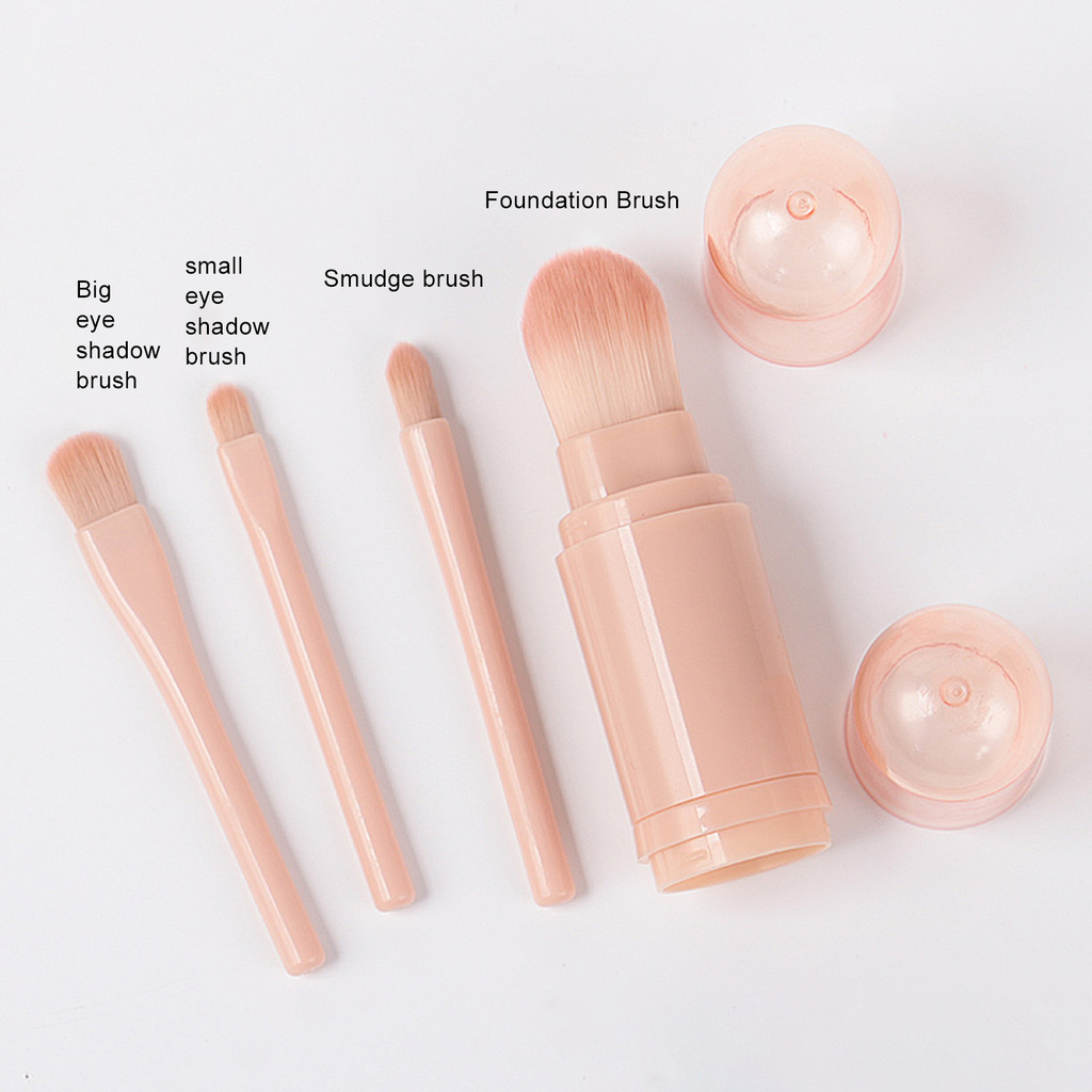 CODseller 4Pcs/Set Telescopic Makeup Brush Four in One Retractable Mini Portable Retractable Multifunctional Mini Blush for Female