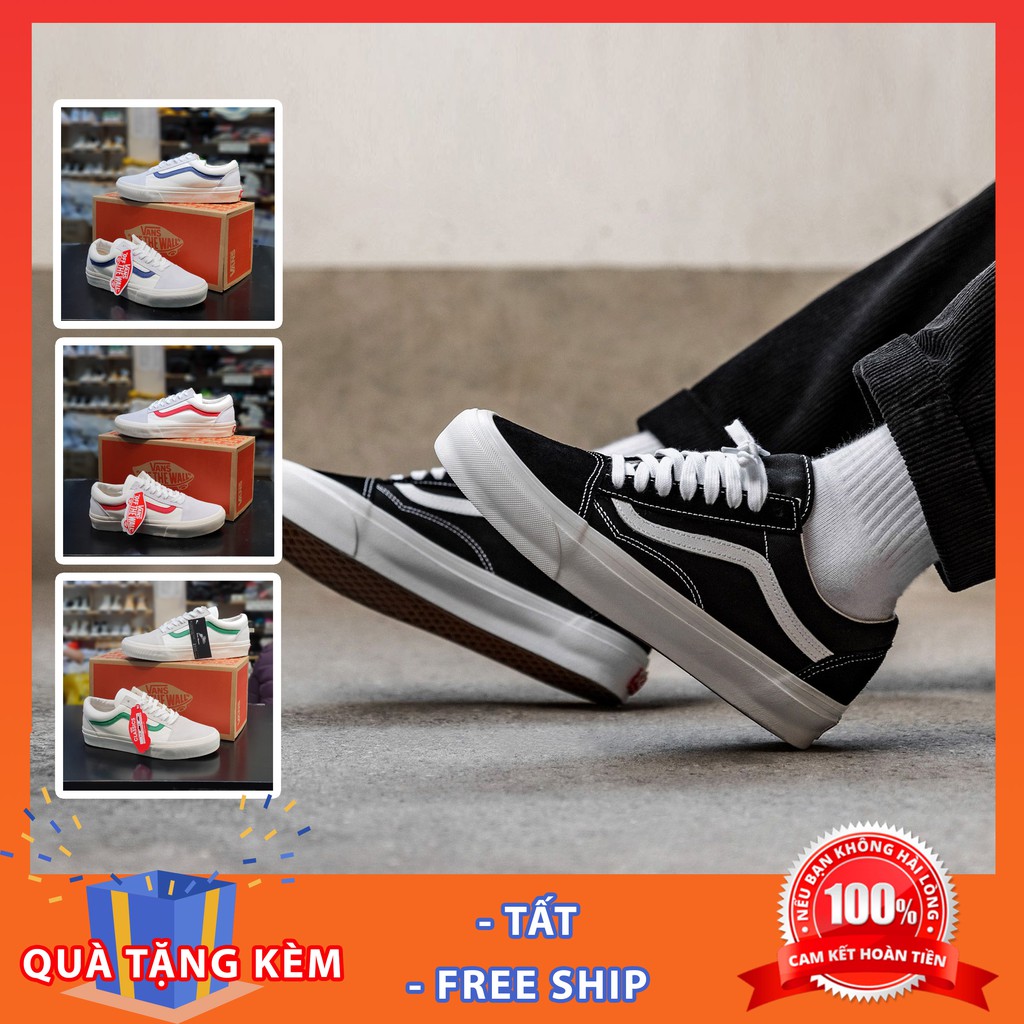 Giày thể thao vault old skool nam nữ giá rẻ, Sneaker classic style 36 đế bằng đi học đi làm