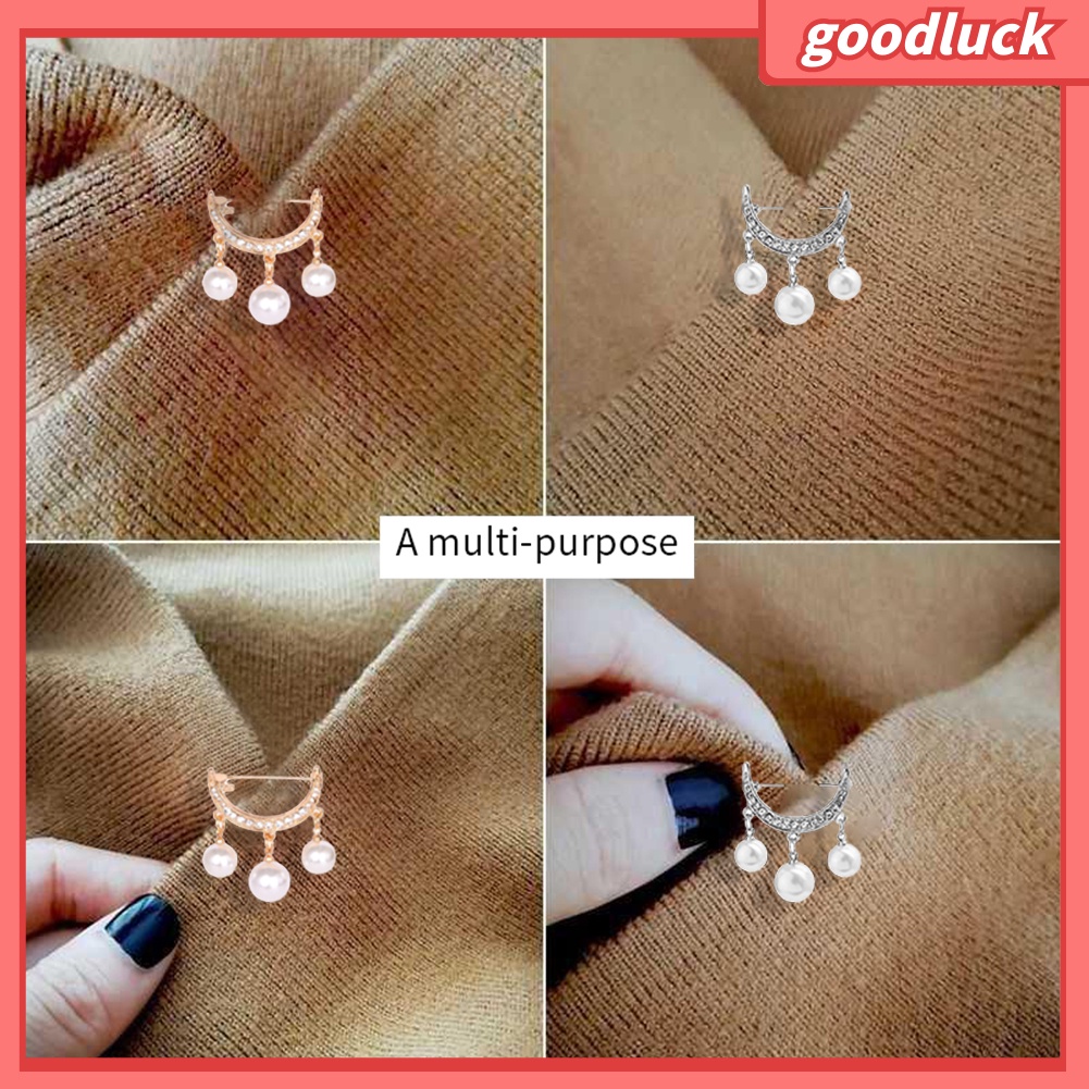 Set 2 Ghim Cài Áo Hình Bán Nguyệt Đính Ngọc Trai Giả Thời Trang Cho Nữ