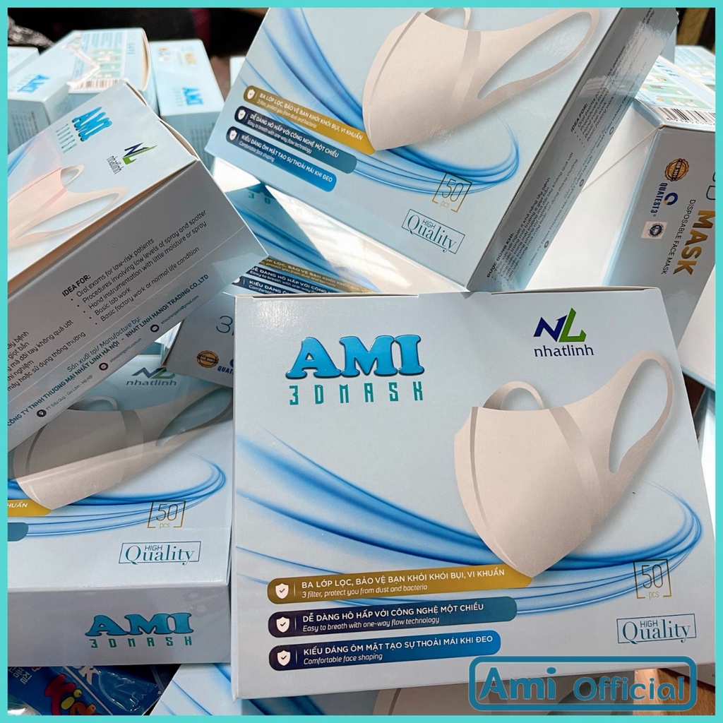 Sỉ thùng khẩu trang Ami 3D mask , thùng 500c - ami official