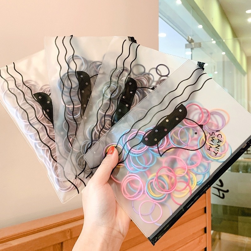 Bộ 100 Dây Buộc Tóc Cao Su Mỏng Thời Trang Hàn Quốc Đơn Giản