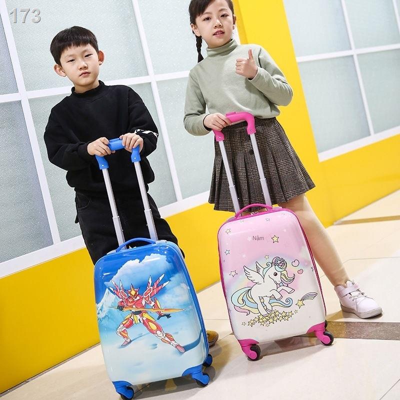 Hành lý cho trẻ em Phim hoạt hình 18 inch dễ thương bánh xe đẩy vuông trường tiểu học vali kéo nam và nữ
